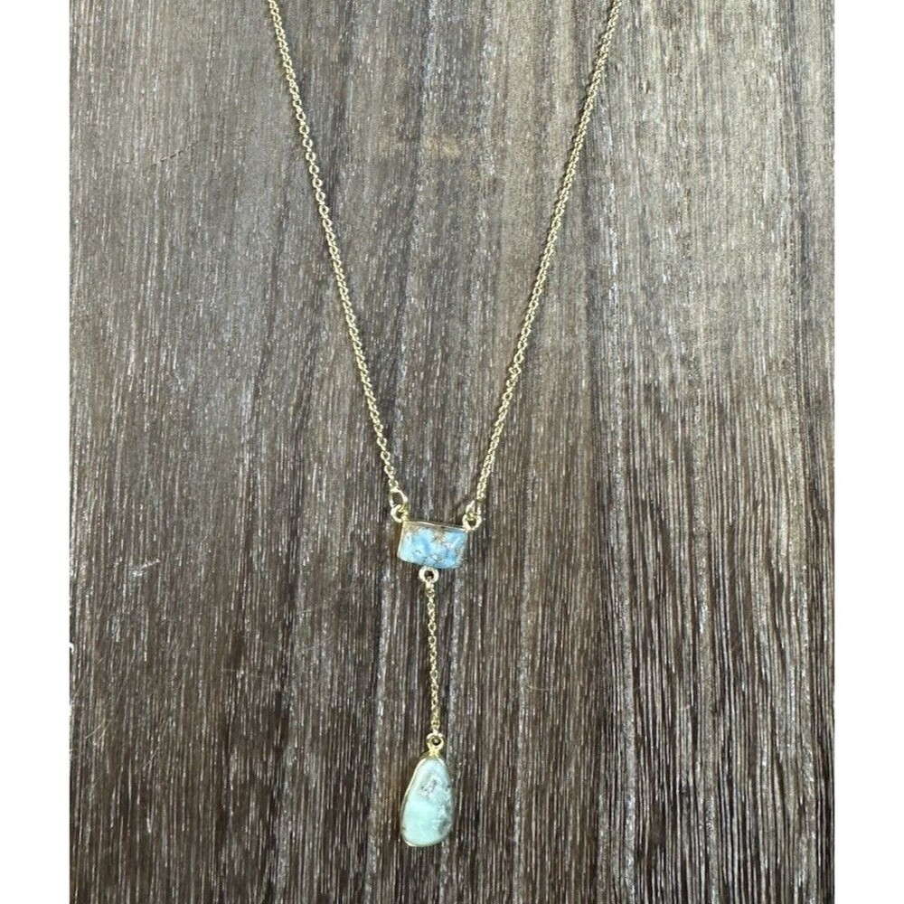 Southwest Sterling Vermeil Golden Hills/Palomino Turquoise Lariat Necklace 16-18